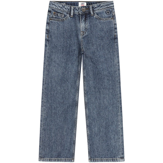 Blauwe meisjesjeans met wijde pijpen en comfortabele pasvorm van tumble'n dry