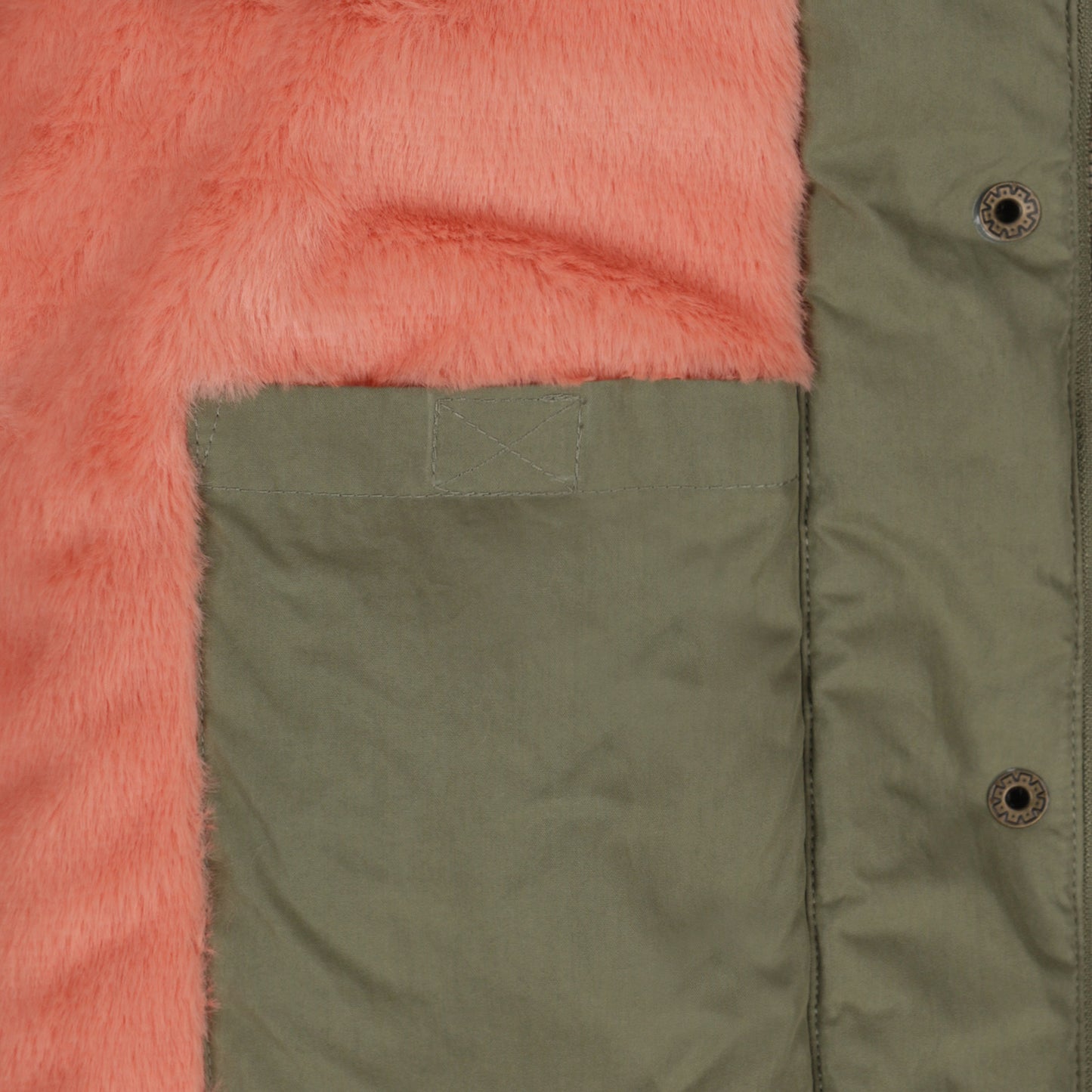 Meisjes winterjas in Deep Lichen Green met warme teddy binnenkant en binnenzak