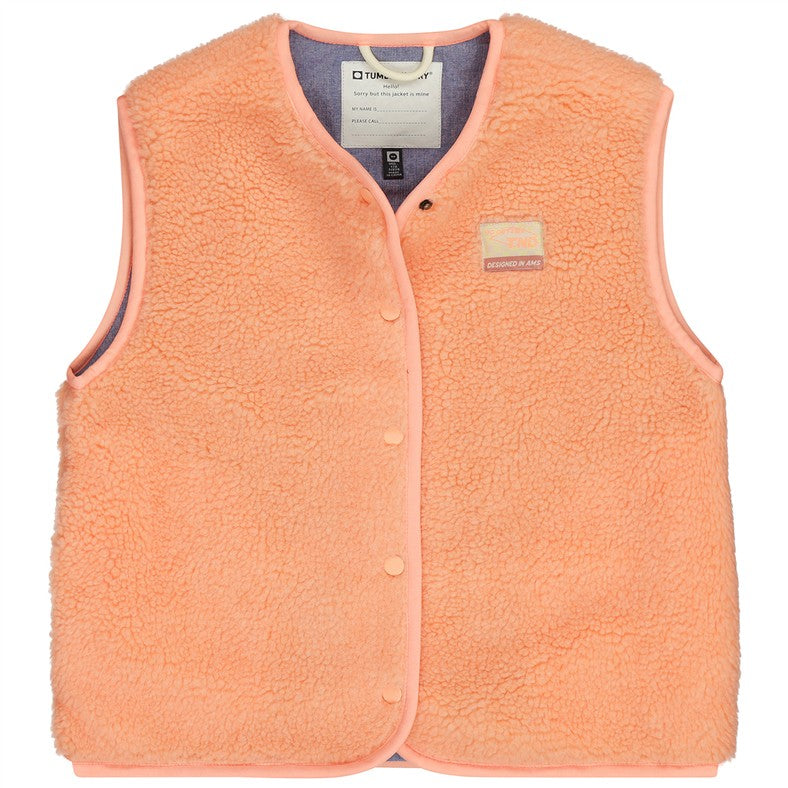 Koraalkleurige teddy bodywarmer voor meisjes van Tumble'n dry