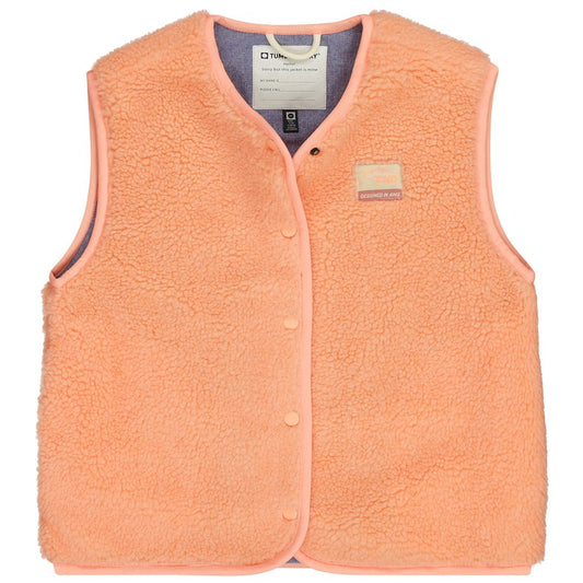 Koraalkleurige teddy bodywarmer voor meisjes van Tumble'n dry