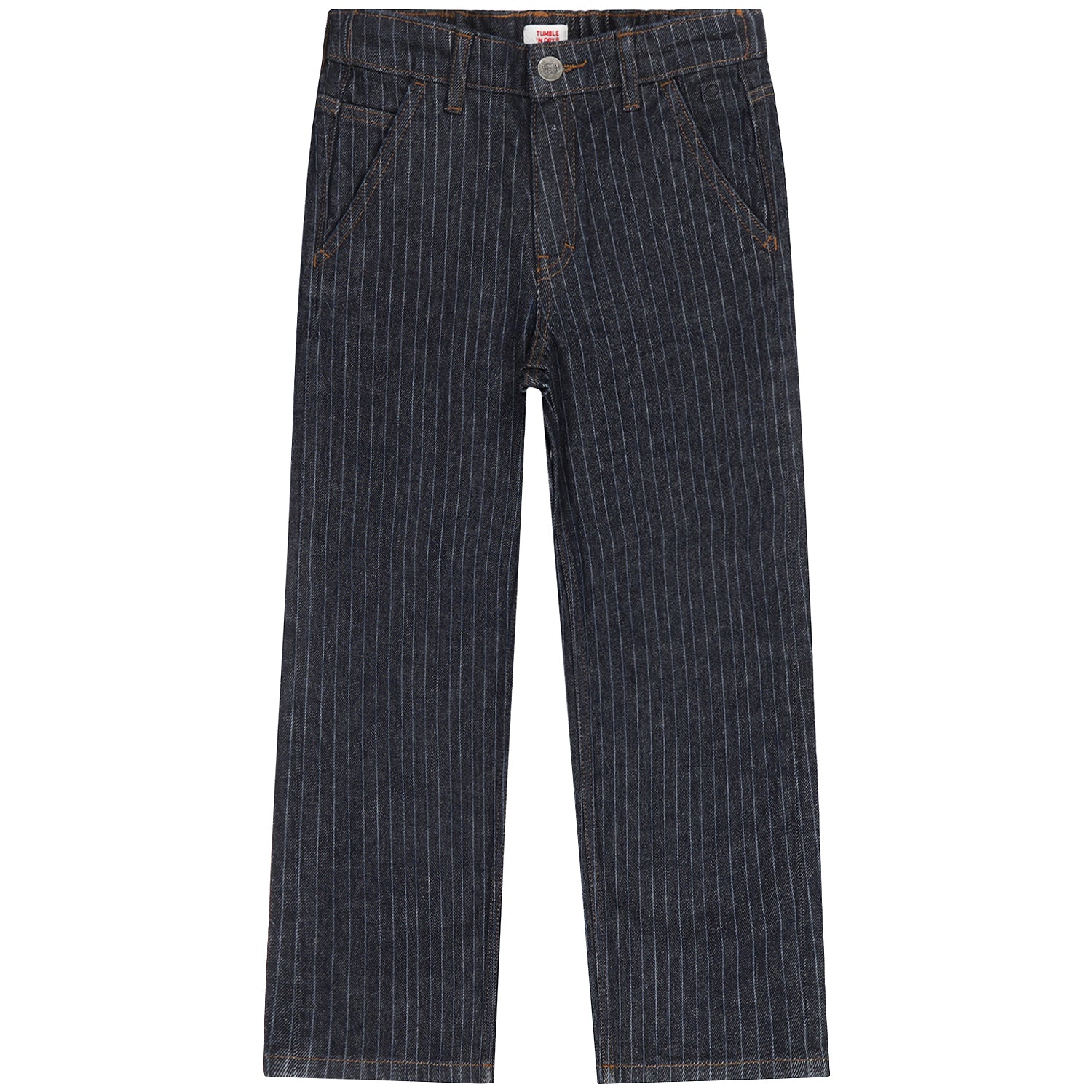 Donkerblauwe loose fit jeans voor jongens met fijne strepen van tumble'n dry