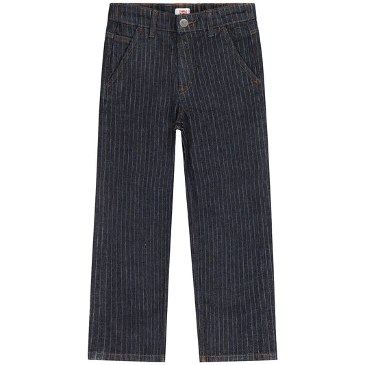 Donkerblauwe loose fit jeans voor jongens met fijne strepen van tumble'n dry