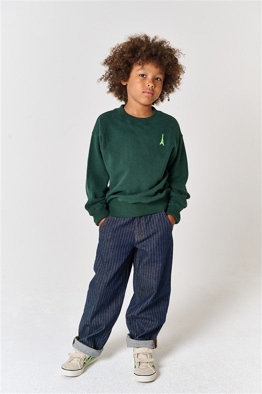Stoere gestreepte jeans voor jongens in donkerblauw denim.