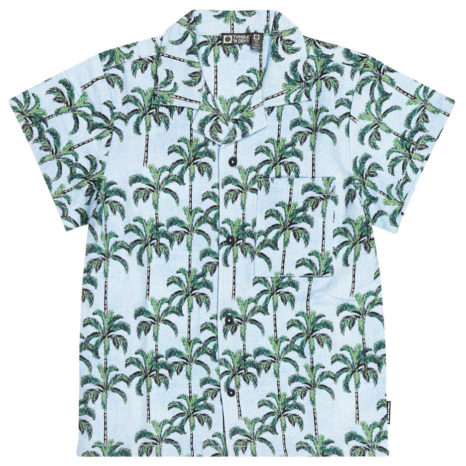 Blauw kinderhemd met palmbomen print van Tumble n Dry