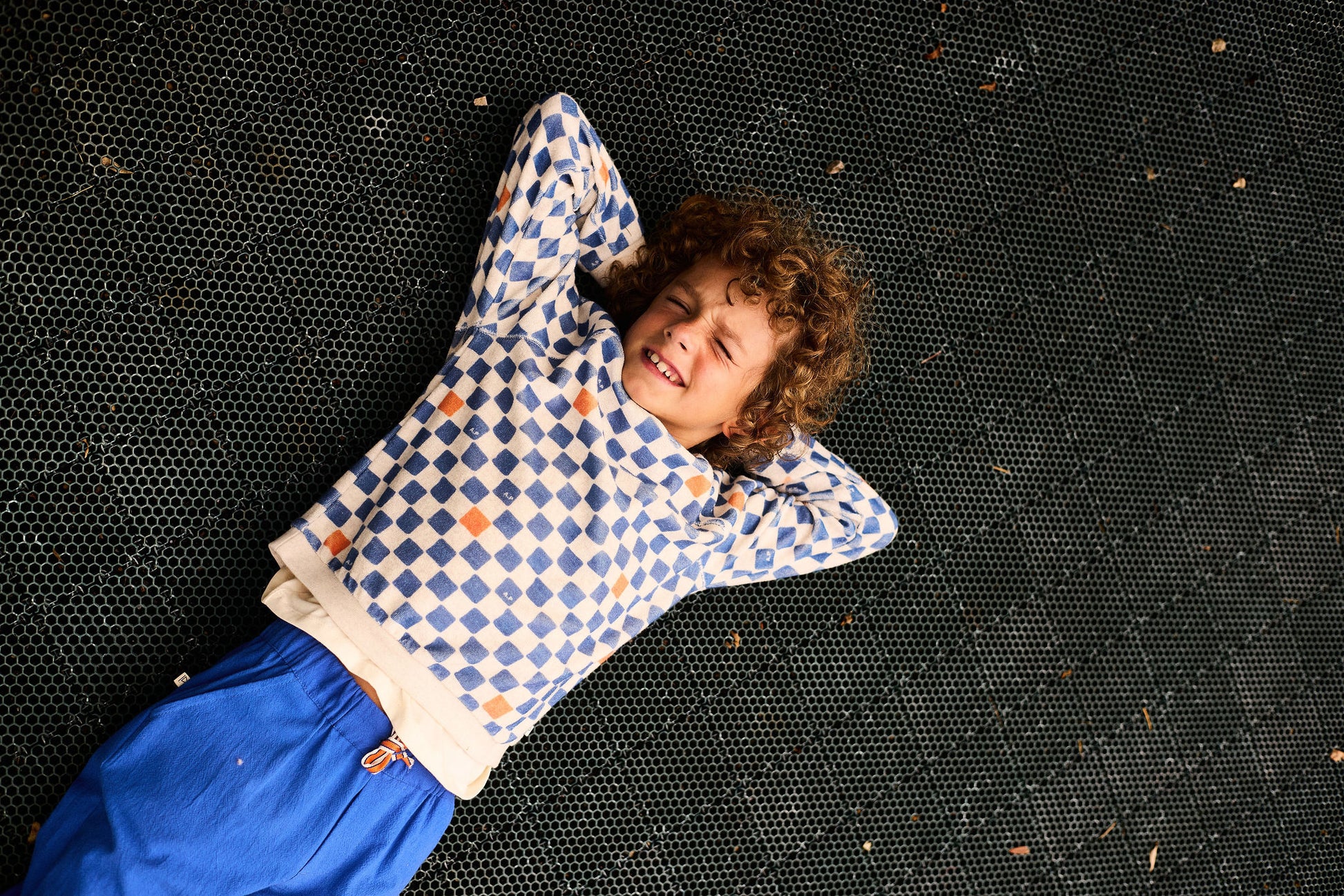 Dambord badstof sweater volledig zicht