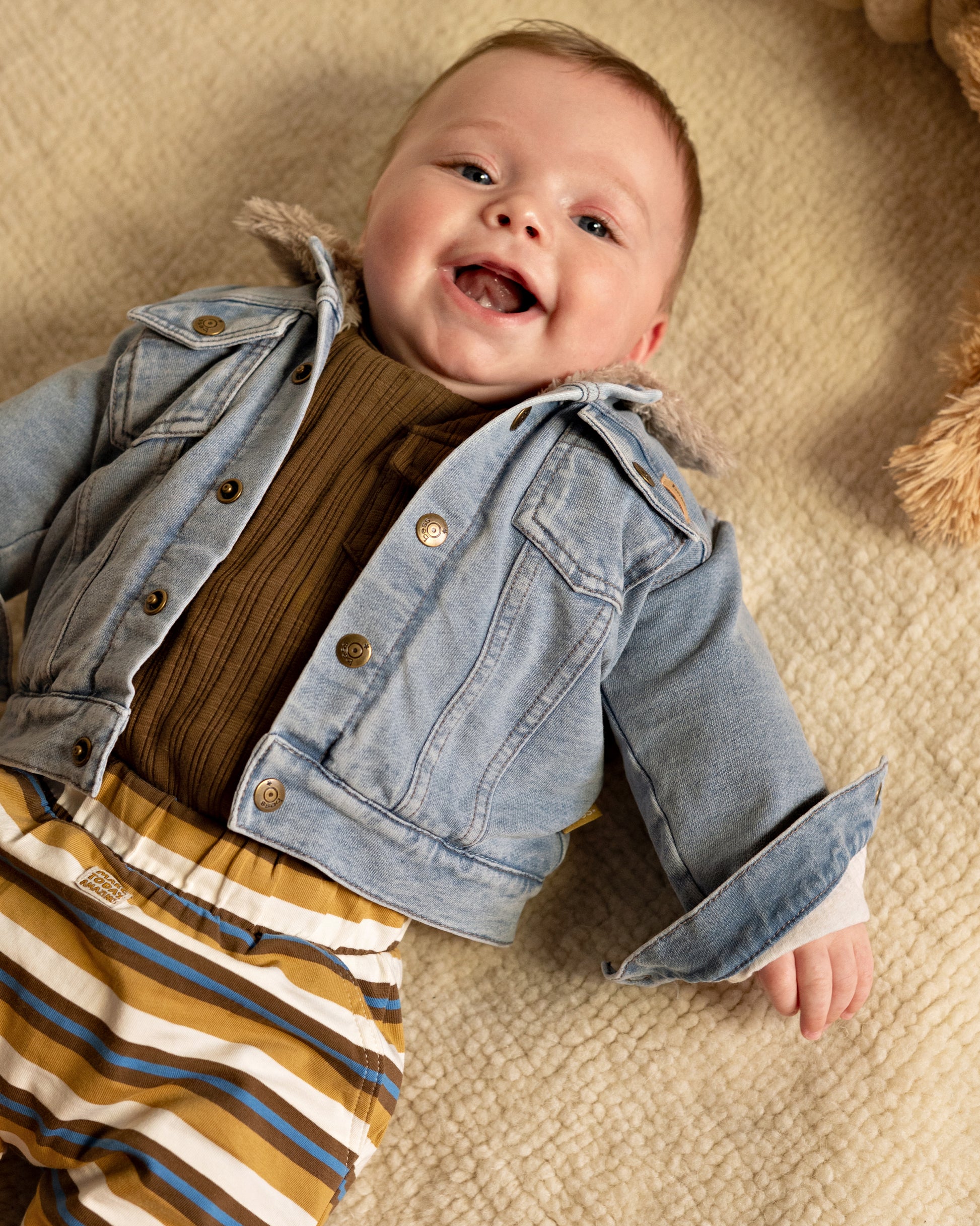 Bess* denim jas met zachte teddy binnenkant.