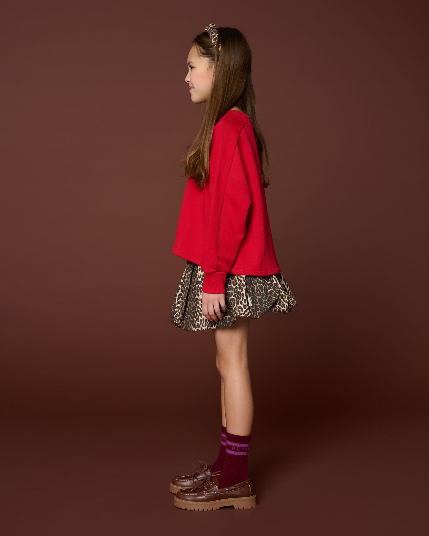 zijaanzicht ballon skirt leopard van petit blush
