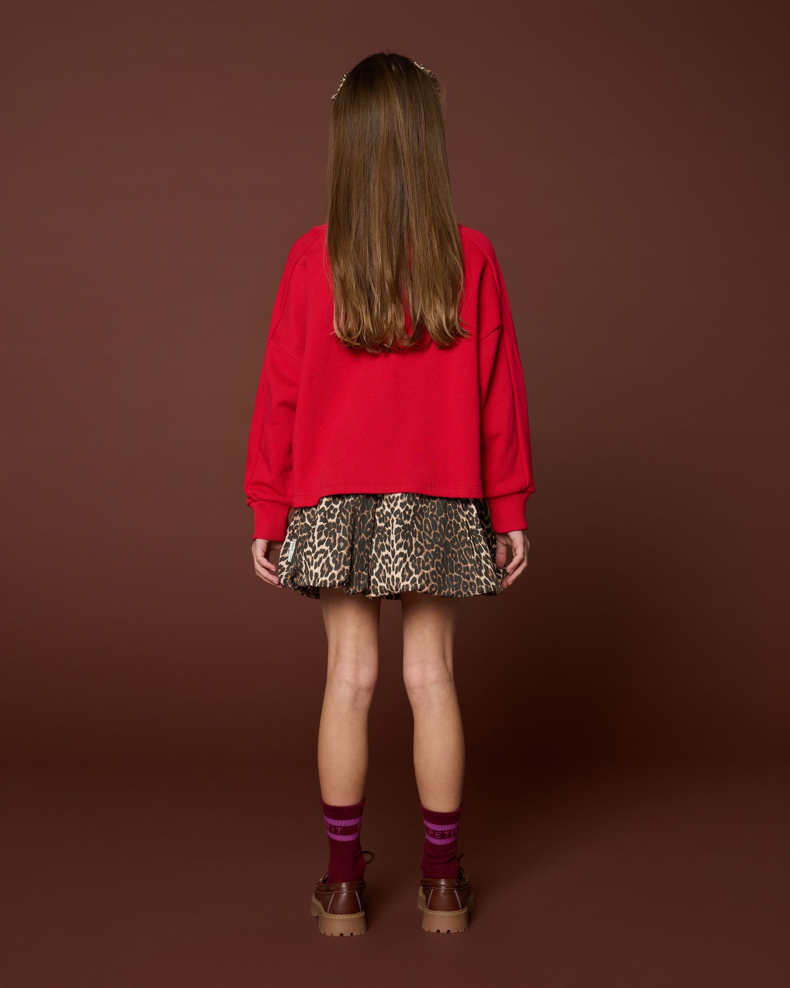 achteraanzicht leopard ballon skirt van petit blush