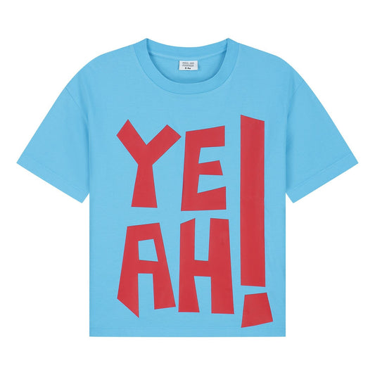 Turquoise kinder t-shirt met YEAH opdruk van Call Me Frankie