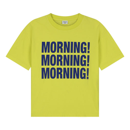Fluo groen kinder t-shirt met Morning opdruk van Call Me Frankie