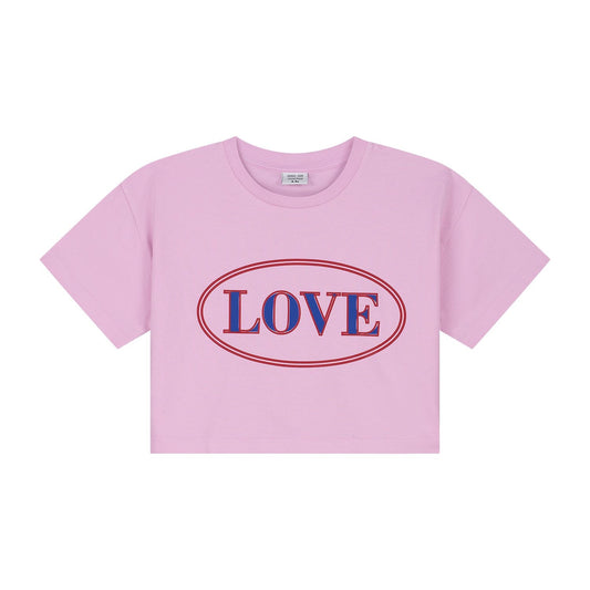 Lichtroze crop t-shirt met Love opdruk van Call Me Frankie