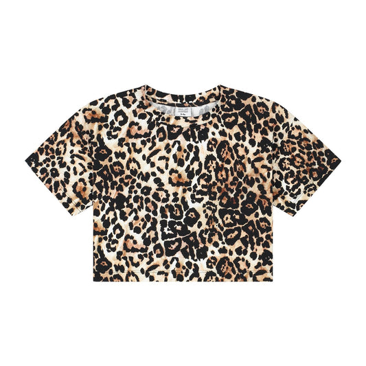 Crop t-shirt met leopard print van Call Me Frankie