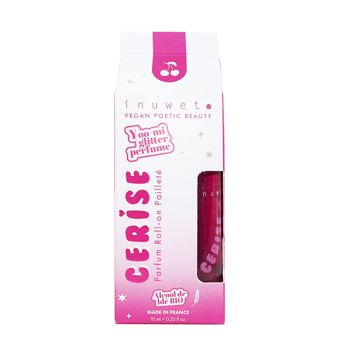 Cherry parfum roll-on met glitter.