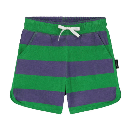 Striped Towel Shorts Pulling Green