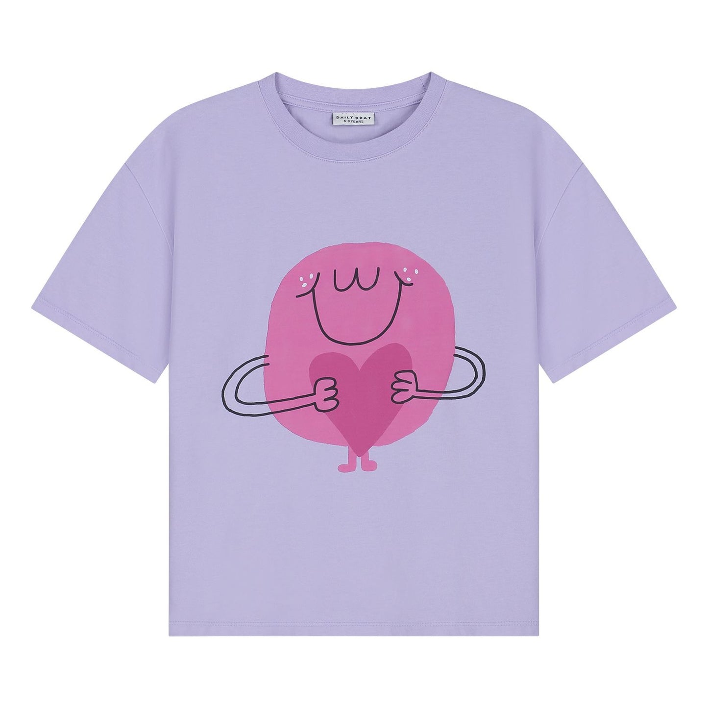 Lila kinder t-shirt met roze hartprint van Daily Brat