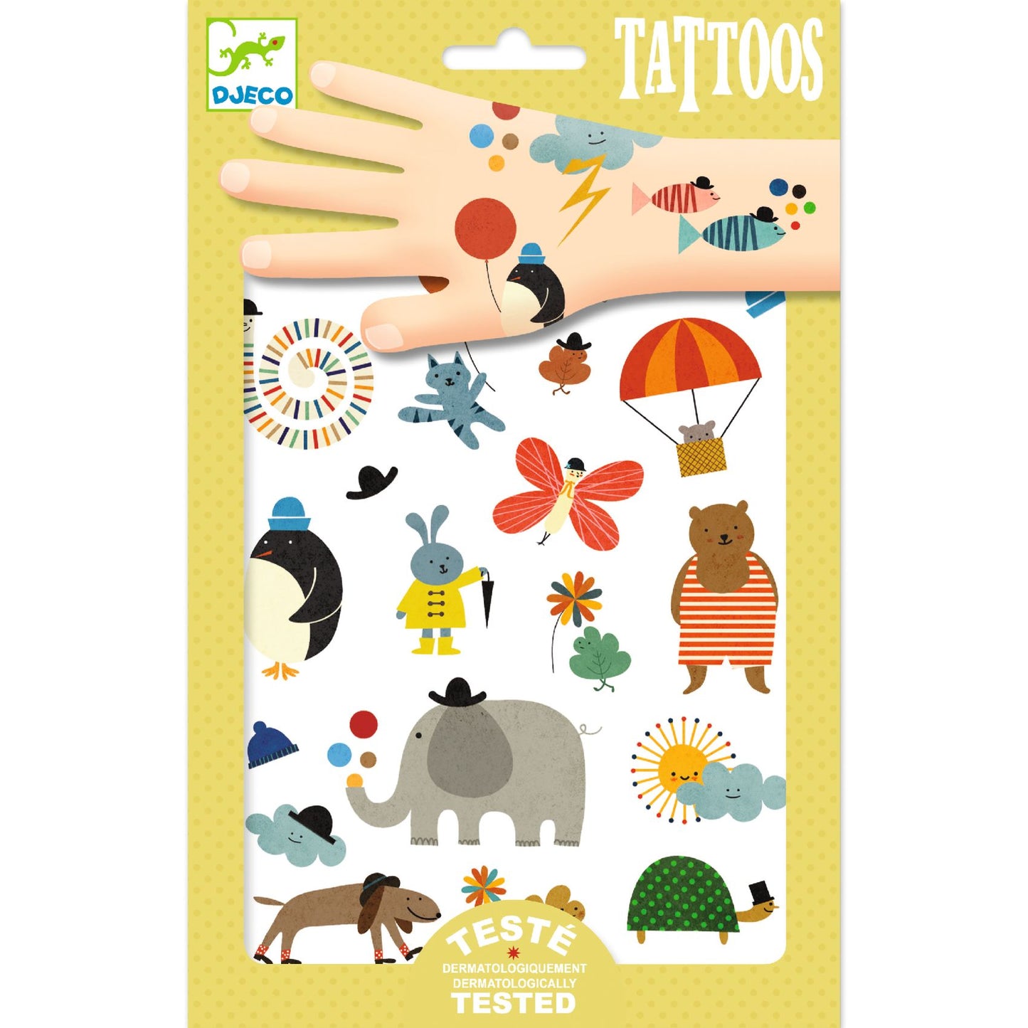 set tijdelijke tattoos met schattige dieren van djeco