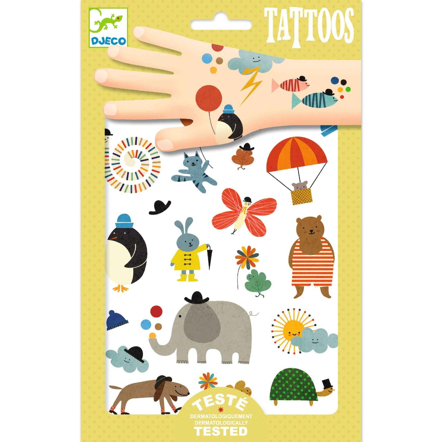 set tijdelijke tattoos met schattige dieren van djeco