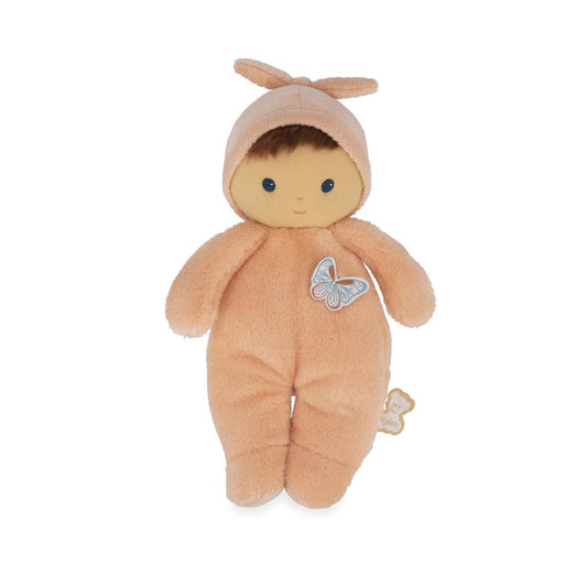 Zachte baby pop met kastanjebruin haar