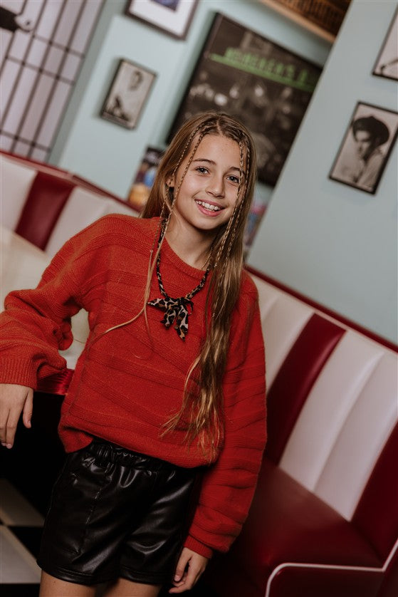 Pullover Dropped Shoulder Red