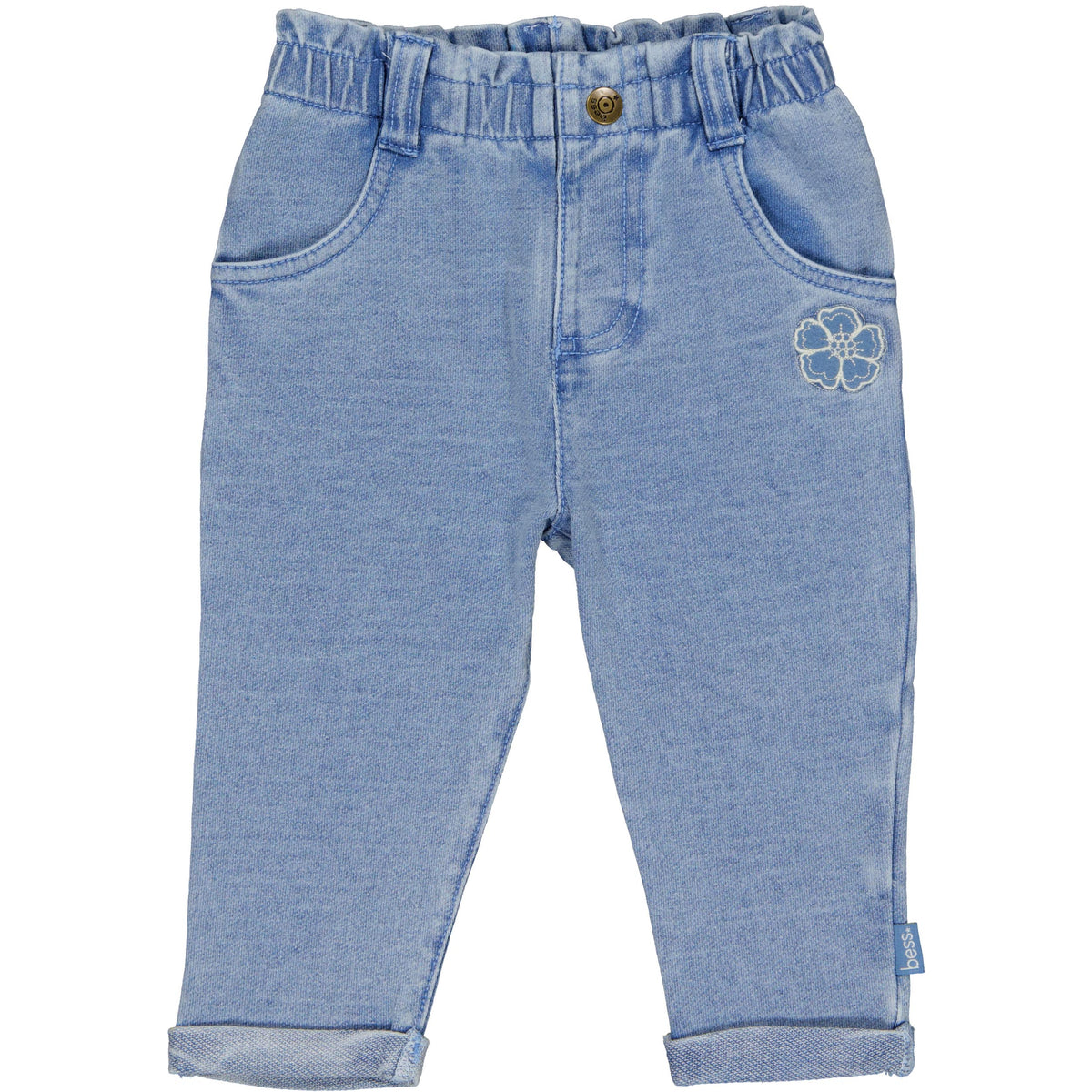 Baby meisjes broek in denim look.