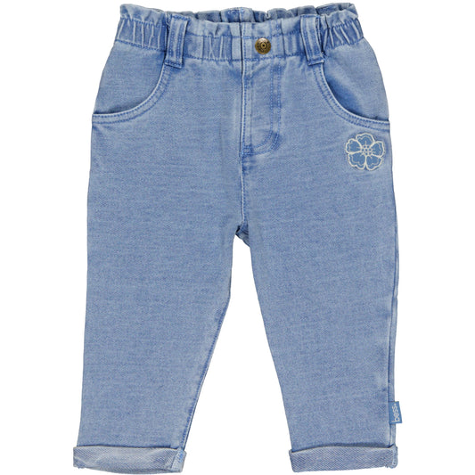 Baby meisjes broek in denim look.