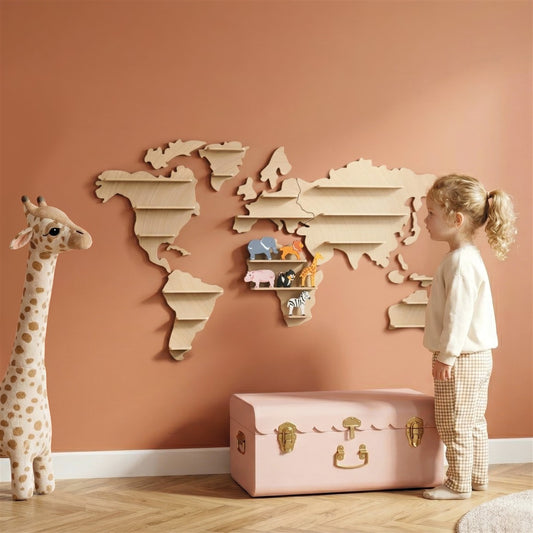 Global Animal Collection houten wereldkaart.