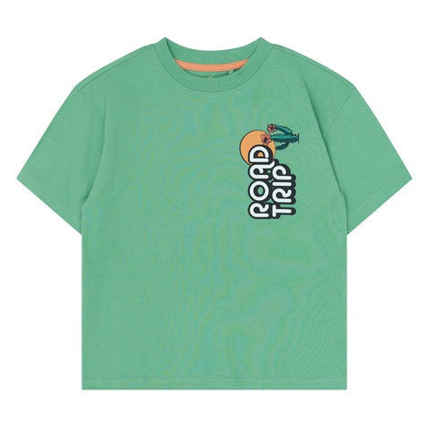 groene kindertshirt met opduk road trip van the new