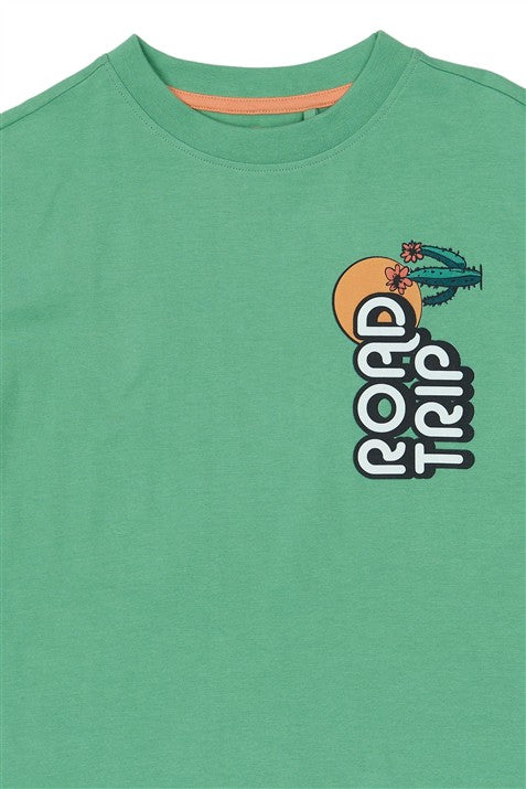 detail road trip opdruk op tshirt thomas van the new