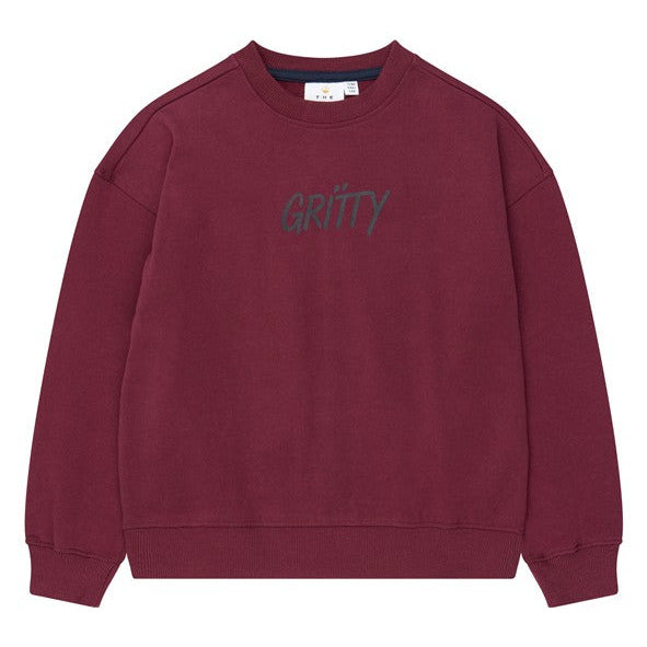 Bordeauxrode sweater voor jongens met Gritty skateboard print van the new