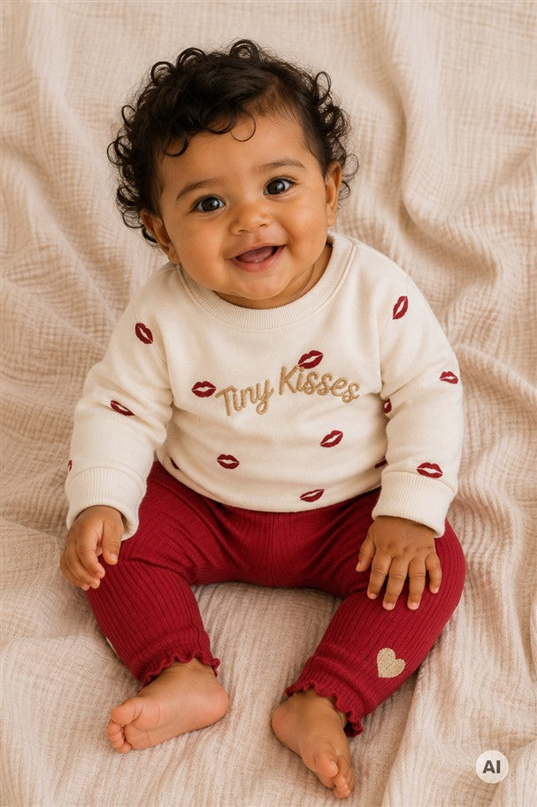 Rode rib legging voor baby