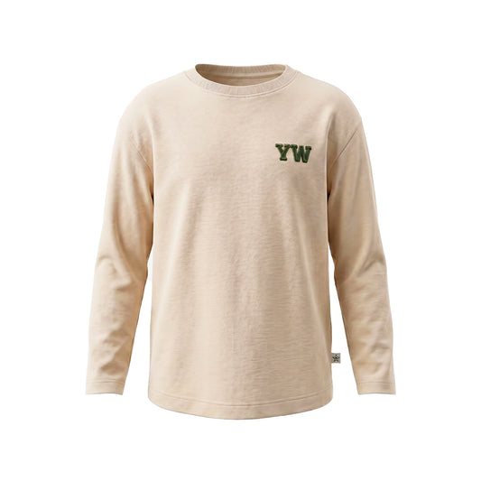Witte longsleeve met YW borduring.