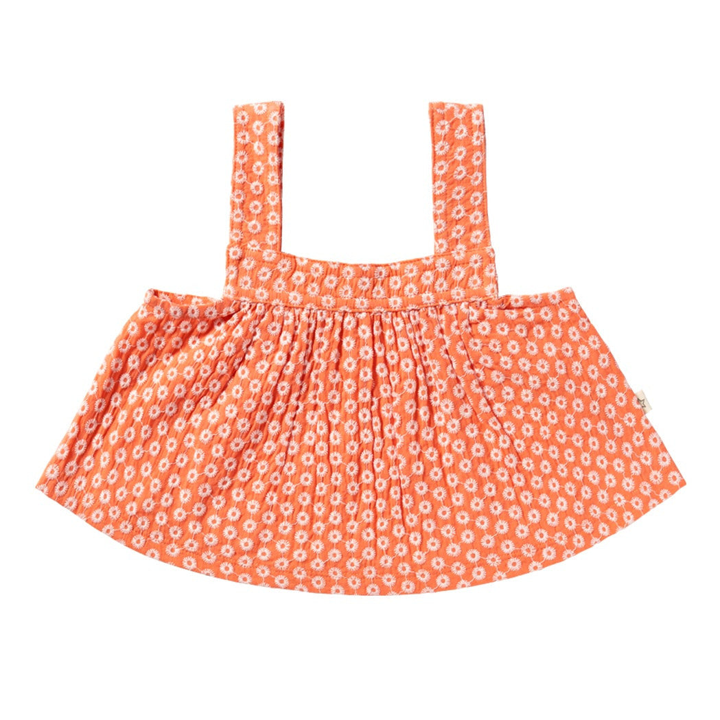 koraalroze zomers topje voor kinderen in broderie van your wishes