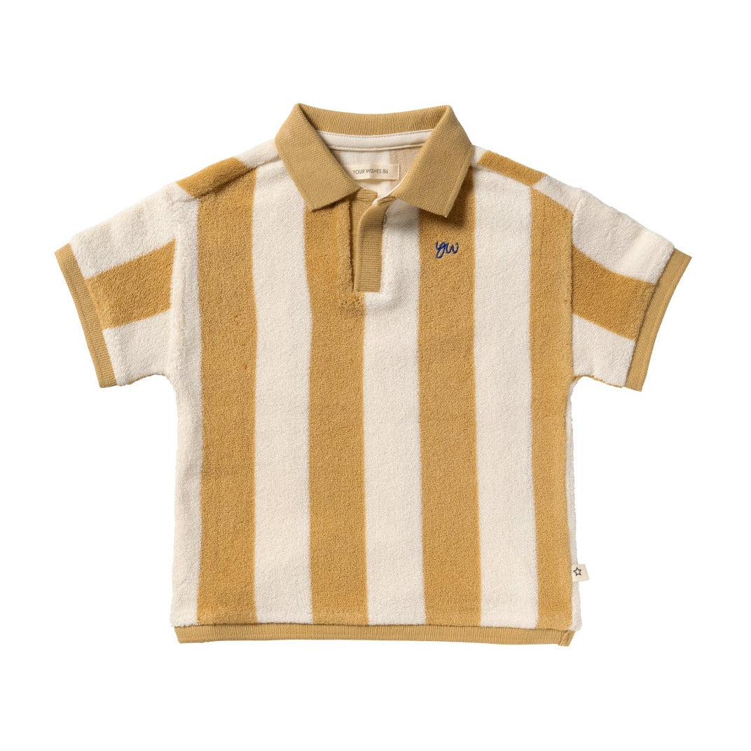 ecru-brons gestreepte polo voor kinderen in badstof van your wishes