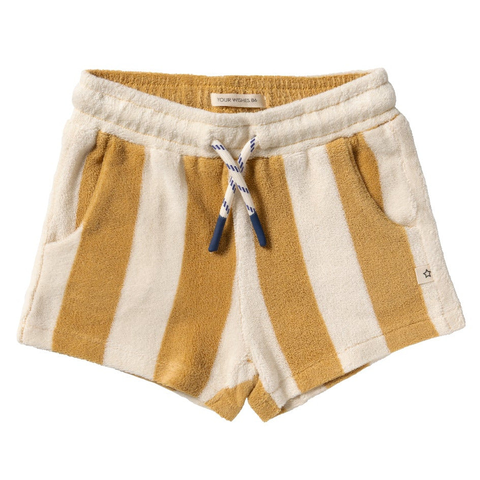 ecru gestreepte kindershort in badstof van your wishes