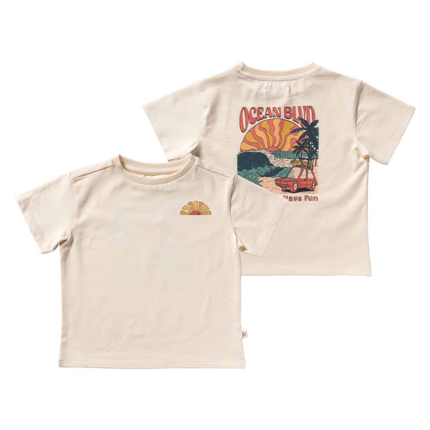 voor en achterzijde  Oversized kindertshirt Ocean BLVD van your wishes