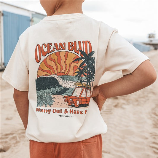 achterzijde detail print oversized tshirt ocean blvd