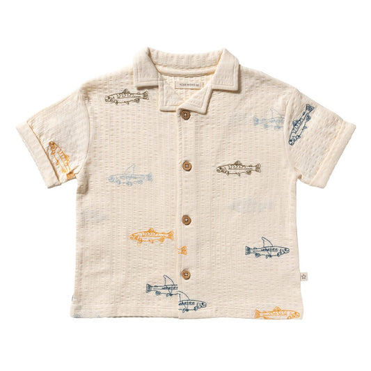 ecru kinderhemd met vissenprint van your wishes