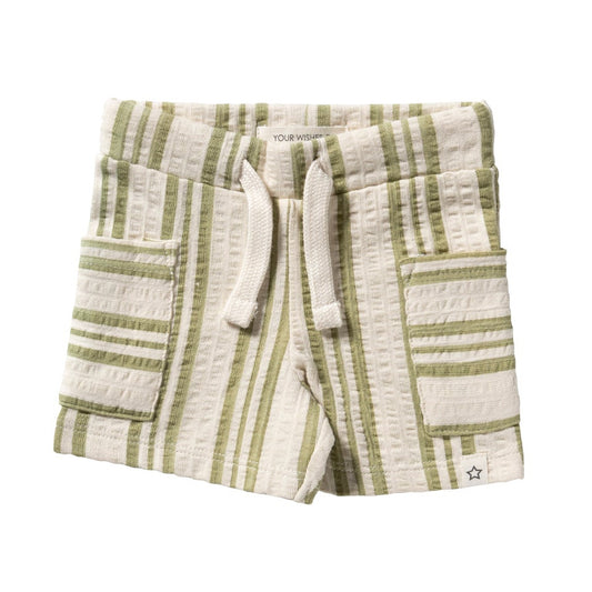 ecru kaki gestreepte short voor baby van your wishes