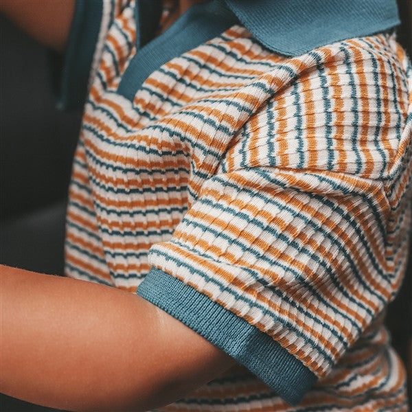 detail knit polo warp met strepen