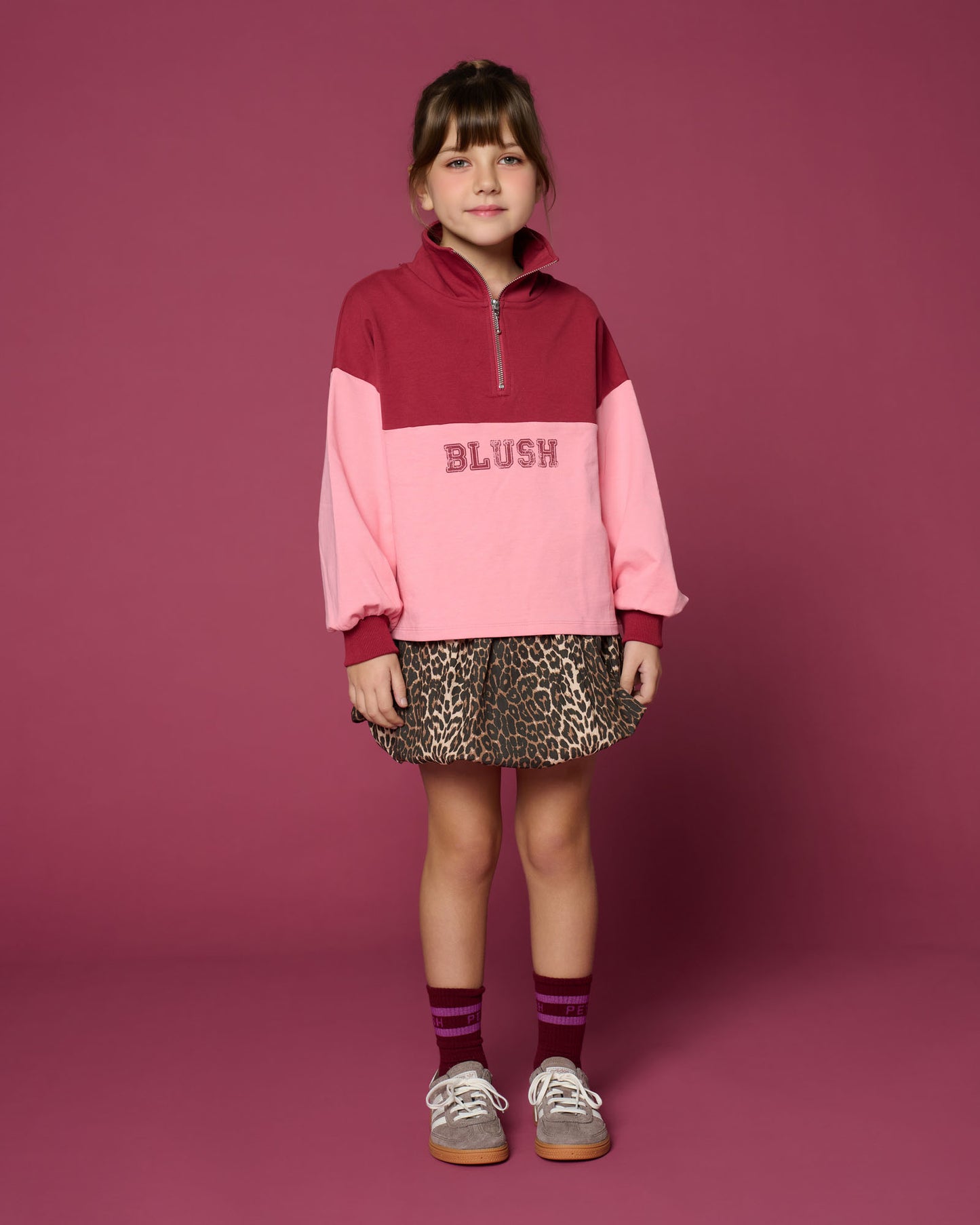 vooraanzicht zipper sweater blush 