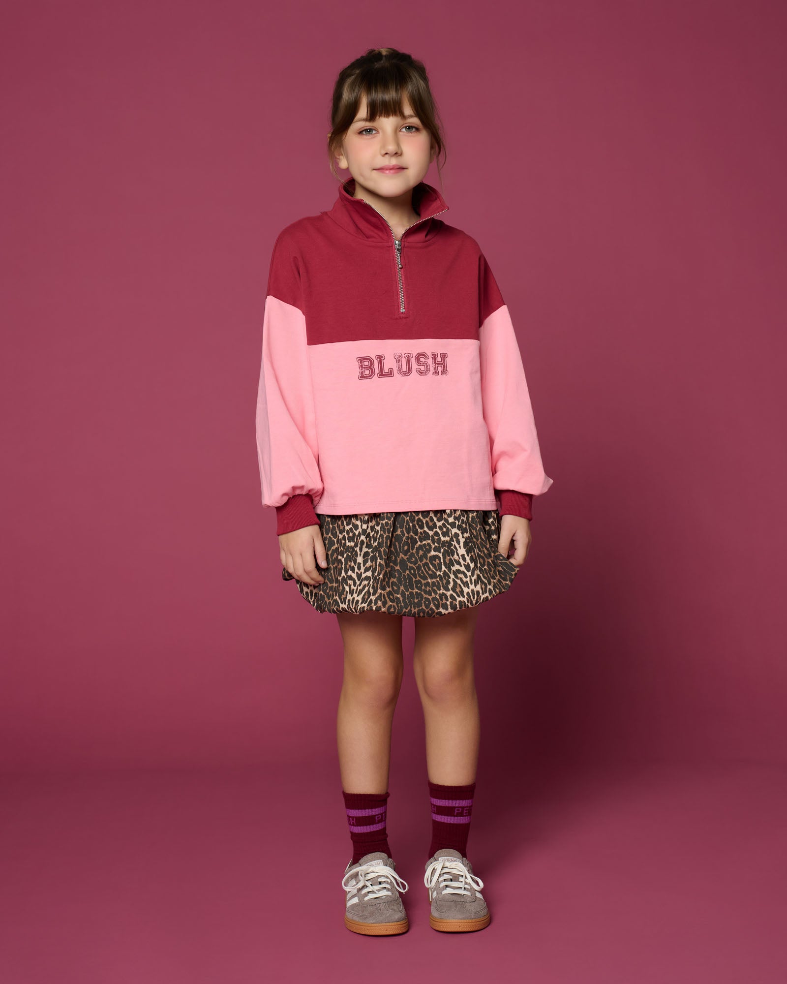 vooraanzicht zipper sweater blush 