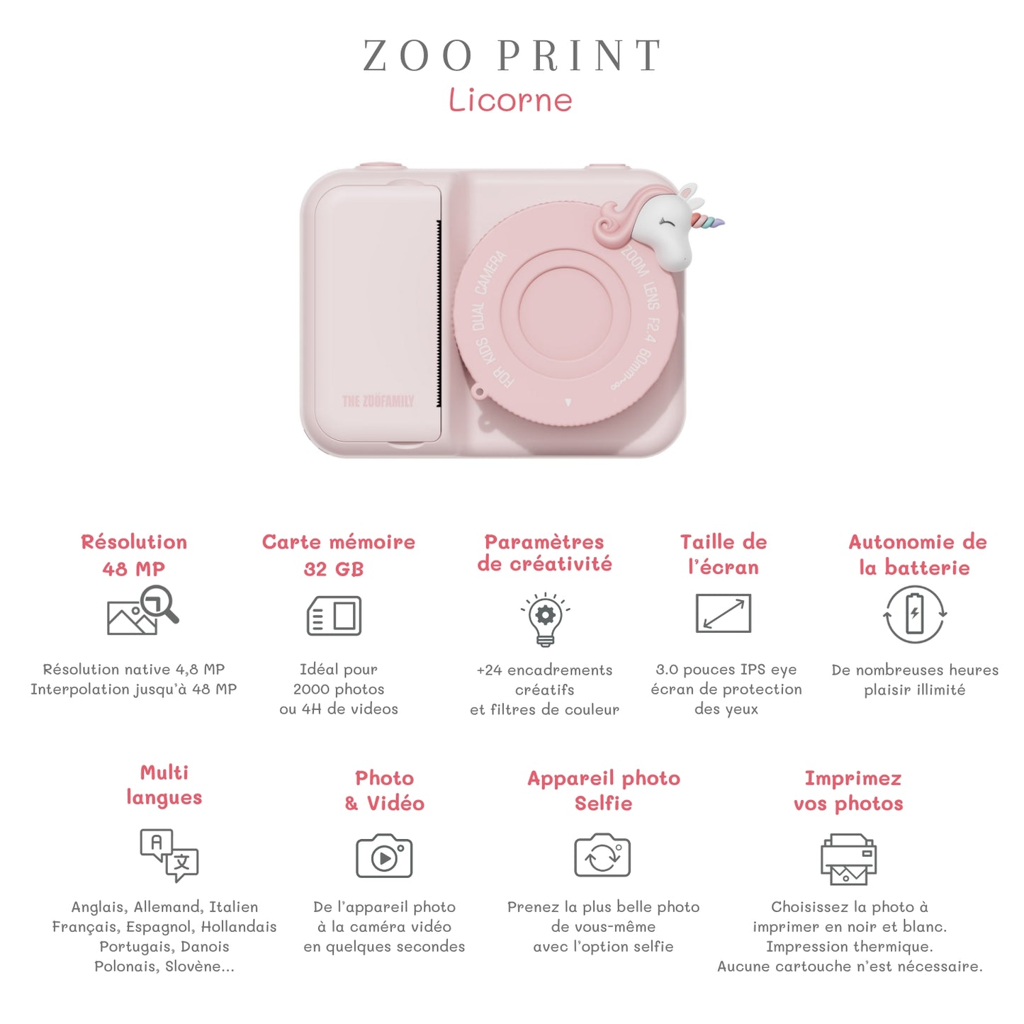 Zoo Print Camera Unicorn