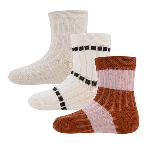 Socks 3 Pack Rib Latte