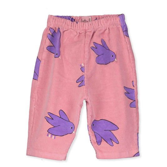 Broek Corduroy Flowing Birds Rose