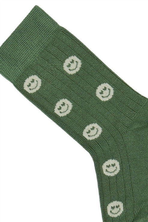 Bamboo Sokken Smilie Green
