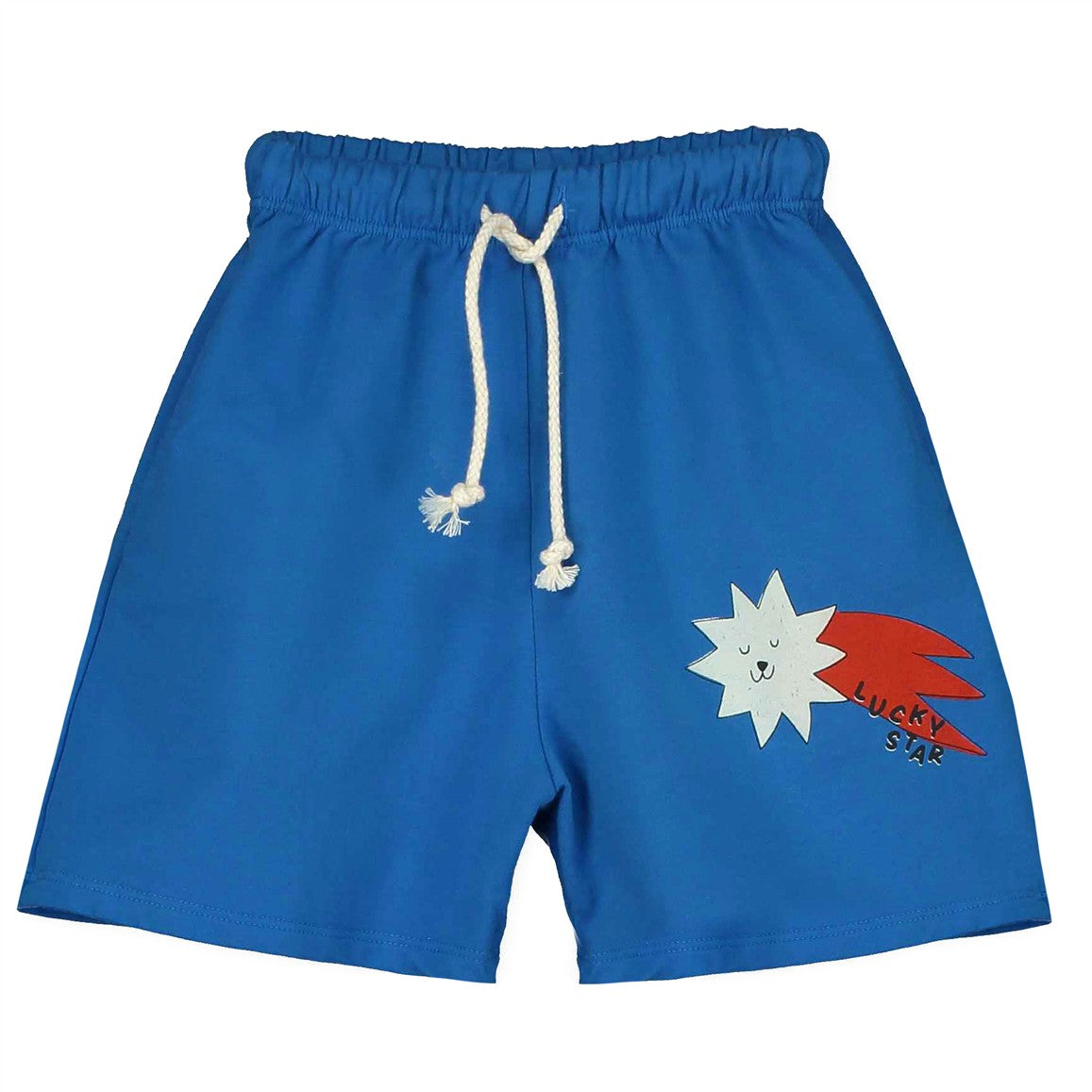 Blauwe zachte kinderbermuda met Lucky Star opdruk van Lötiekids