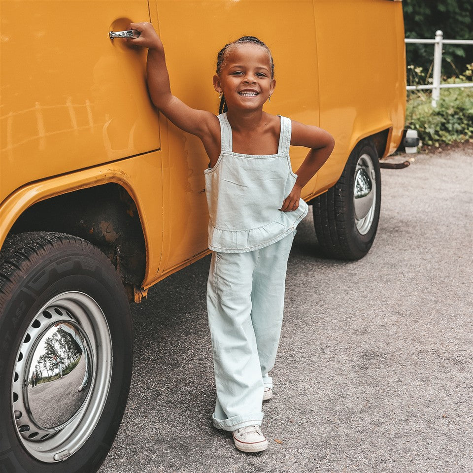 Broek Ruffle Chambray Sunlit Blue