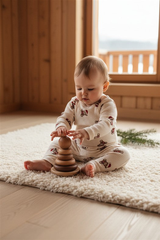 Kerst jumpsuit met teddybeerprint