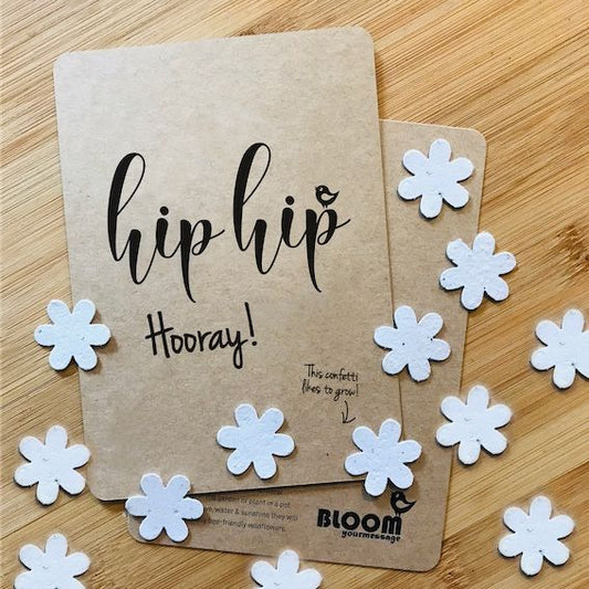 Wenskaart Flowers Confetti Hip Hip Hooray