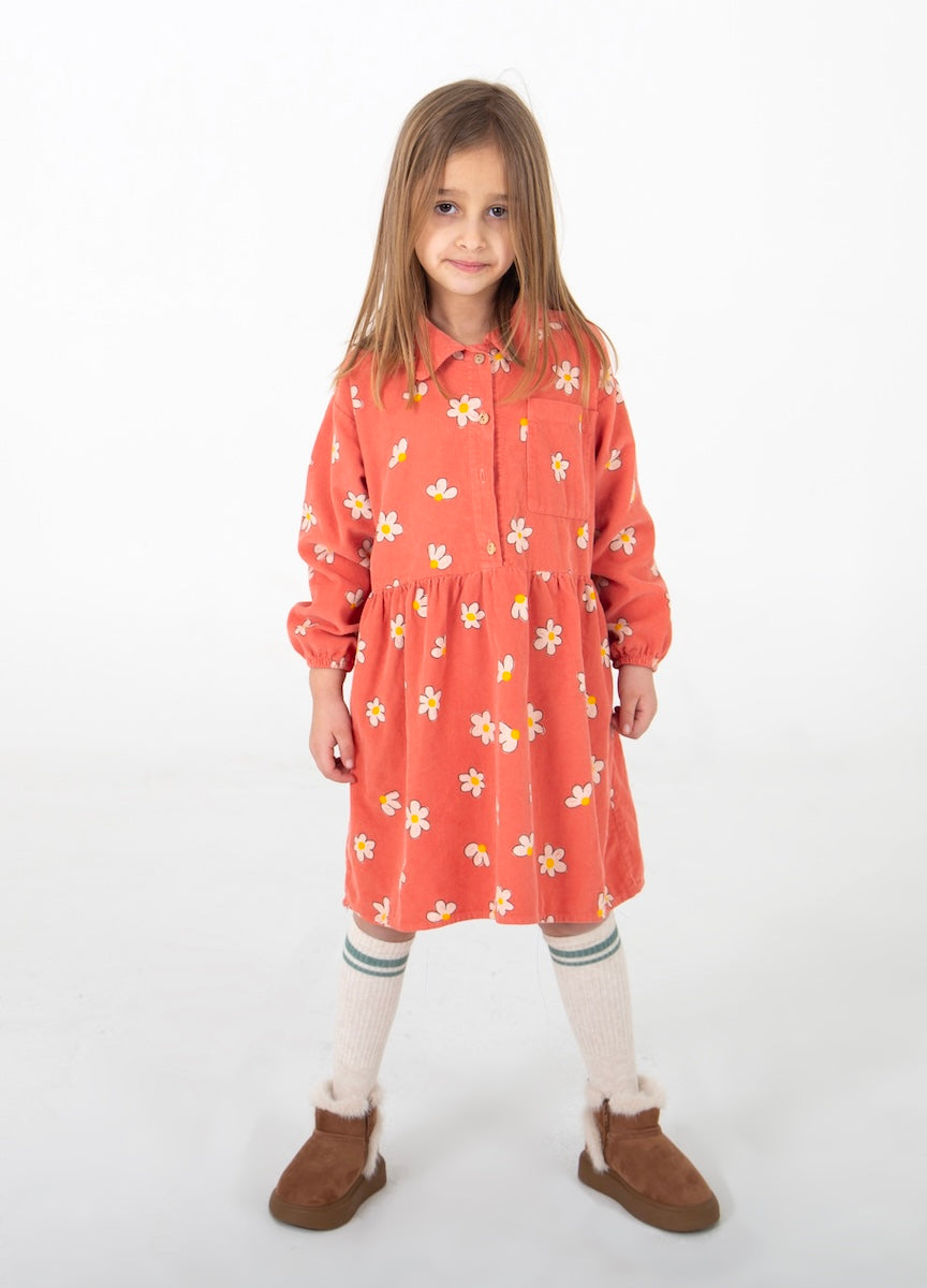 Lötiekids meisjesjurk met kraagje en knoopsluiting.
